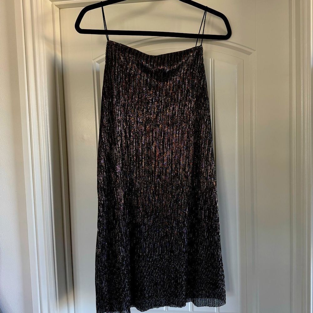 Audrey 3+1 | Vintage Shimmery Pleated Little Black Dress | Size: L | EUC